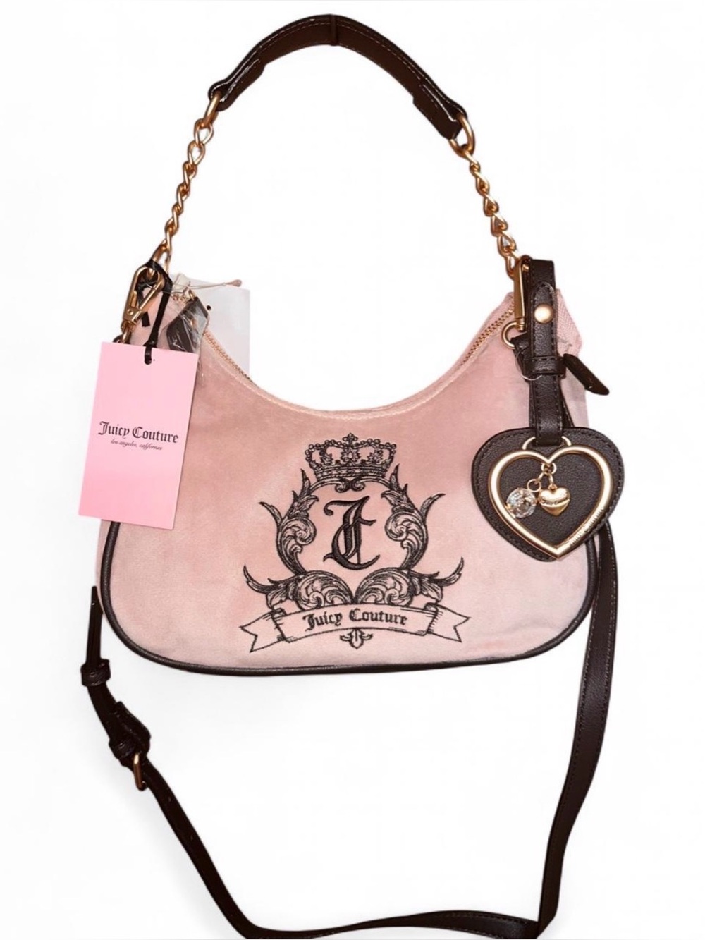 Juicy Couture “Need More Juicy Coho” Shoulder Bag, pink/dark brown